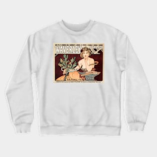 Alphonse Mucha Waverly Cycles Art Nouveau Advertisement Vintage French Crewneck Sweatshirt